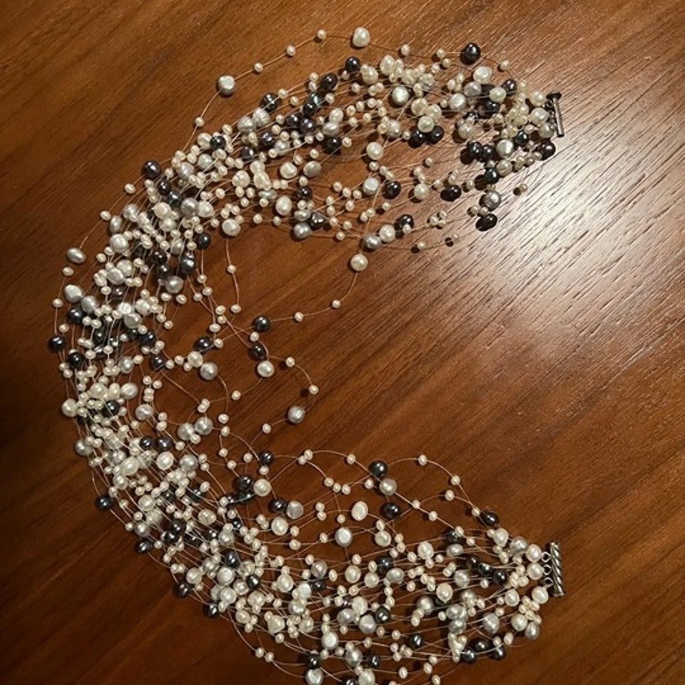 Authentic Vintage Tiffany & Co. Multi-Strand White and Black Pearl Necklace